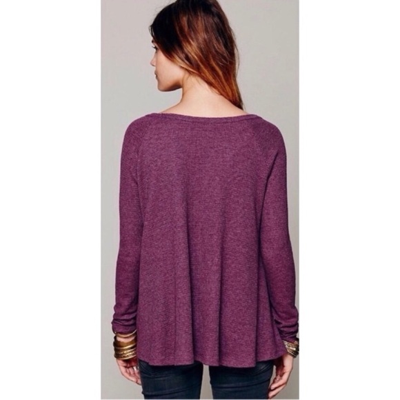 Free People We the Free Rockabilly Raglan Solid Purple Thermal Knit Top Size XS - Picture 2 of 9